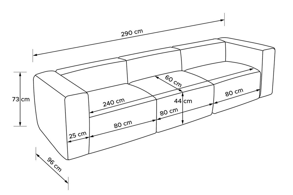 3-SITZER SOFA FUBBO, Cremig - Creme, Holz/Holzwerkstoff (290/73/96cm) - KONSIMO®