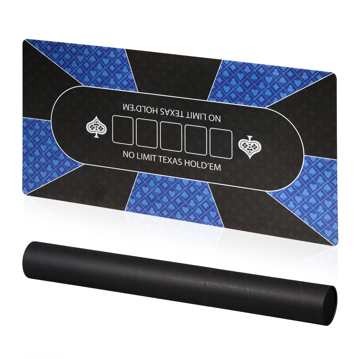 POKERMATTE - Blau/Schwarz, Wellpappe/Kunststoff (120/0.2cm) - Relaxdays