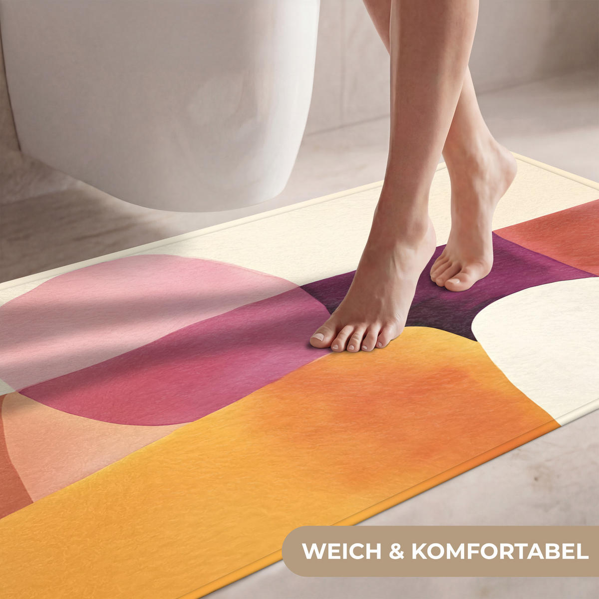 WC PŘEDLOŽKA Tvary - abstraktní - barevné 120x60 cm - terakotová, textil/plast (120/1cm) - OnlyWow