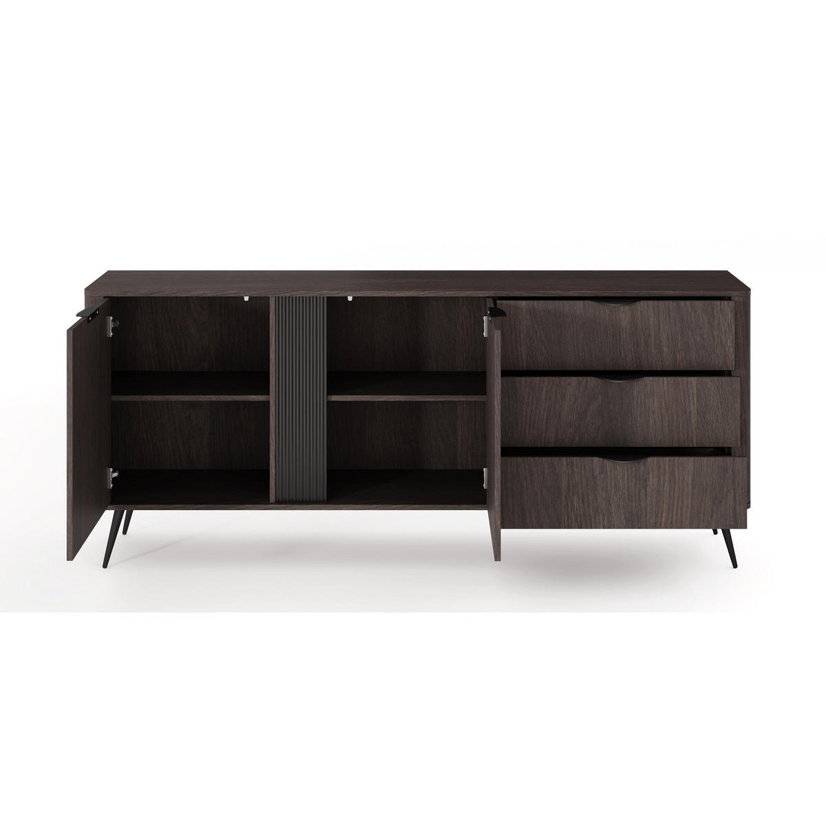 HIGHBOARD Veris dub Dunin 113 cm - čierna/tmavohnedá, kov/kompozitné drevo (195.2/81.2/38cm) - Selsey