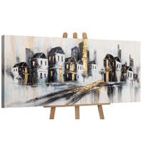 GEMÄLDE Goldene Stadt auf Keilrahmen 115x50 cm - Grau, Holz (115/50cm) - YS-art gallery