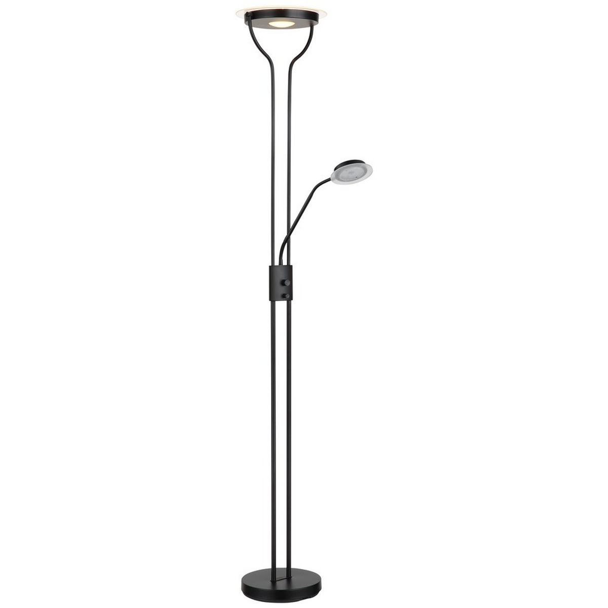 STEHLEUCHTE BRIANT LED Metall Schwarz matt Lesefunktion - Schwarz, Glas (28/25.5/180cm) - Globo Lighting