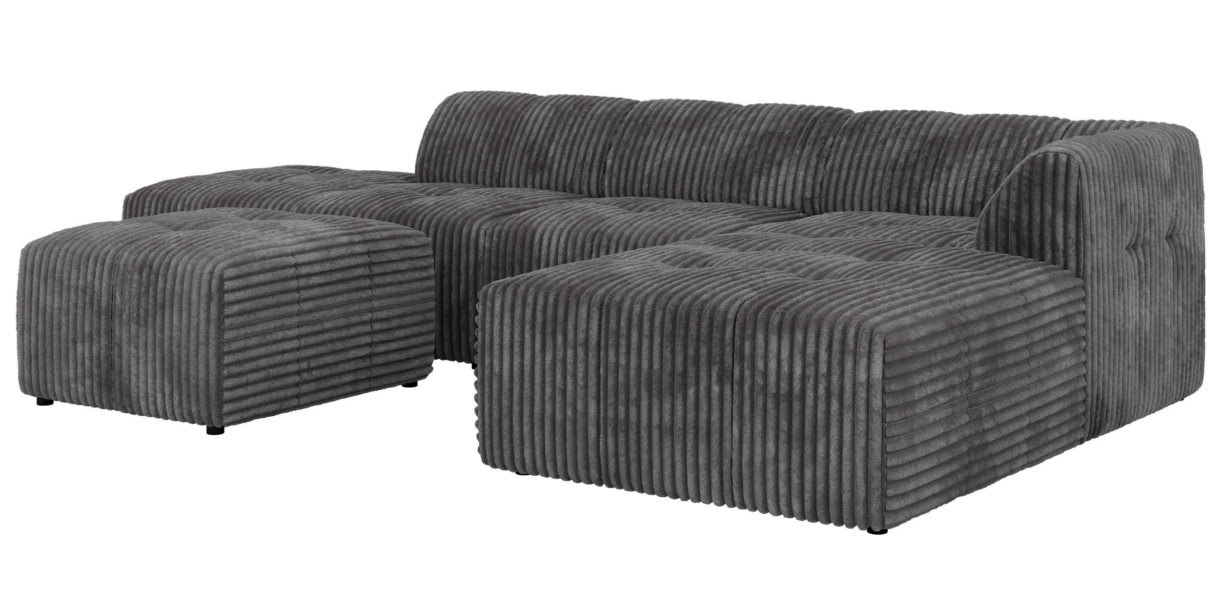 ROHOVÁ SEDAČKA GRIDA 4M L Šedá Manšestr - Pravá - šedá/černá, textil/plast (176/335cm) - MKS