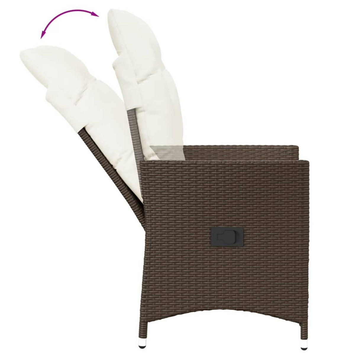 GARTENSESSEL Verstellbar Mit Kissen Braun Poly Rattan - Braun, Kunststoff (59/110/56cm) - vidaXL