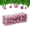 76XWEIHNACHTSKUGELN - Rosa, Kunststoff (6/7/6cm) - Relaxdays