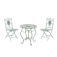 BALKONSET Bistroset Rizar Metall Antik-grün 2 Personen - Grün, Metall - DELUKE