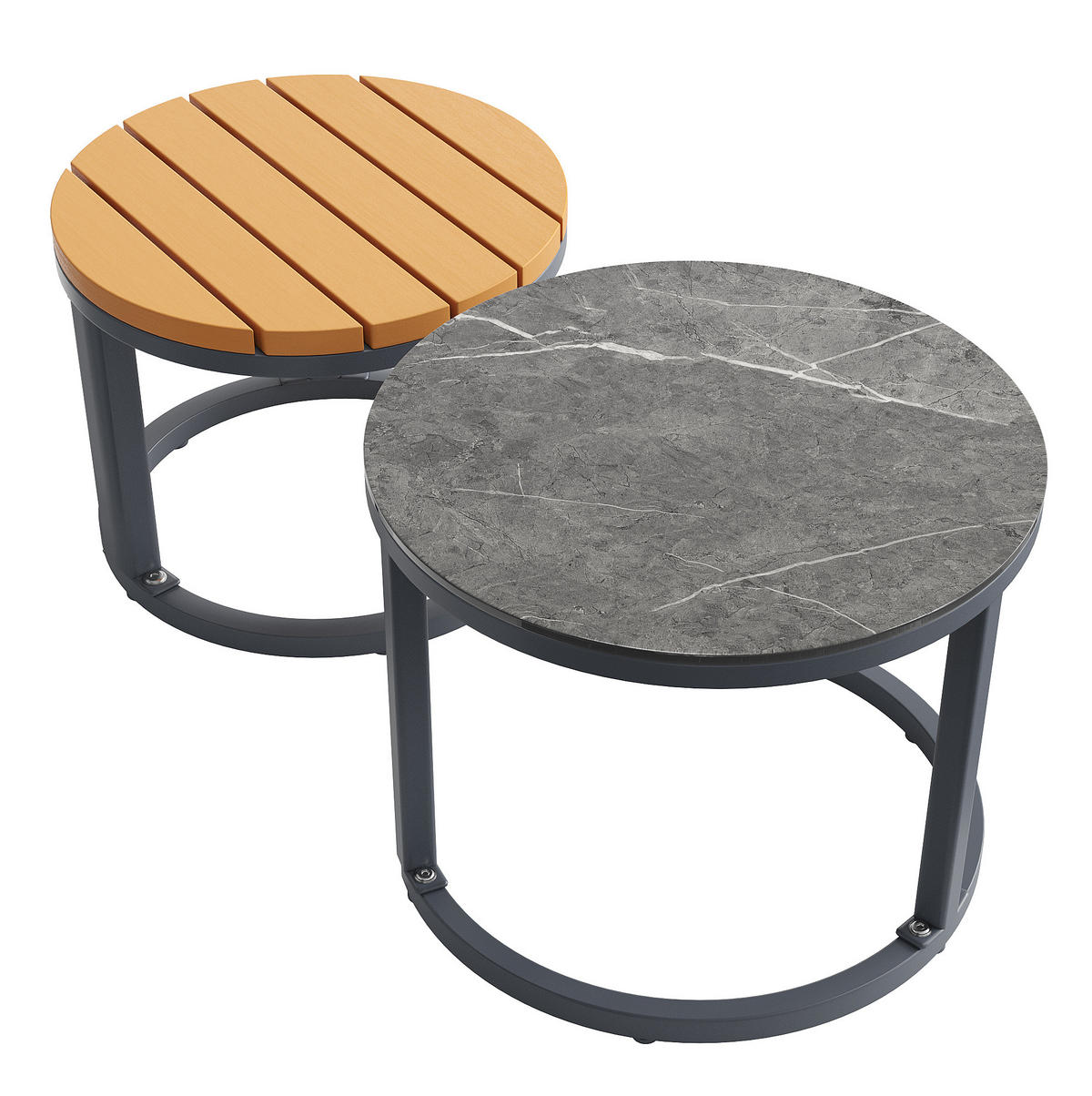 GARTENLOUNGE-SET 123/68/86 cm mit modularer Kombination, verstellbaren Tischbeinen und abnehmbaren Olefin-Bezügen, Grau - Grau, Metall - Redom