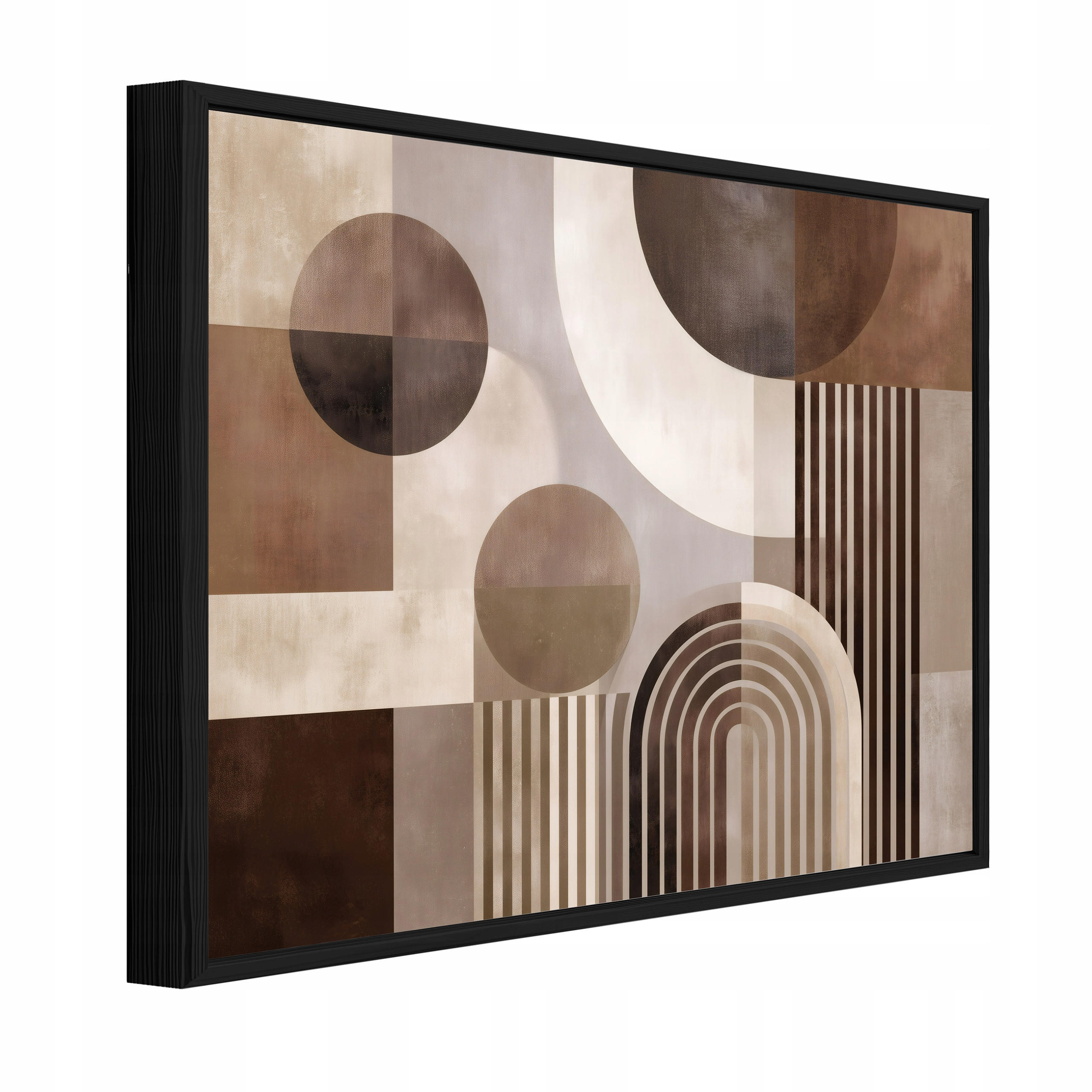 Wallarena ZARÁMOVANÉ obrazy abstraktní geometrické hnědé 100x70 cm