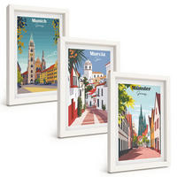 BILDER SET 3er Set - 20x30 cm Weißer Rahmen - Europäische Städte in farbigen Zeichnungen - Weiß, Kunststoff (20/30cm) - TULUP