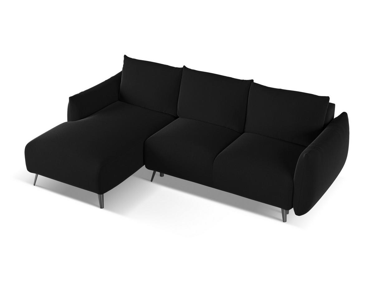 ECKSOFA mit Schlaffunktion Samt Stoff Schwarz - Schwarz, Textil/Metall (162/242cm) - Makamii