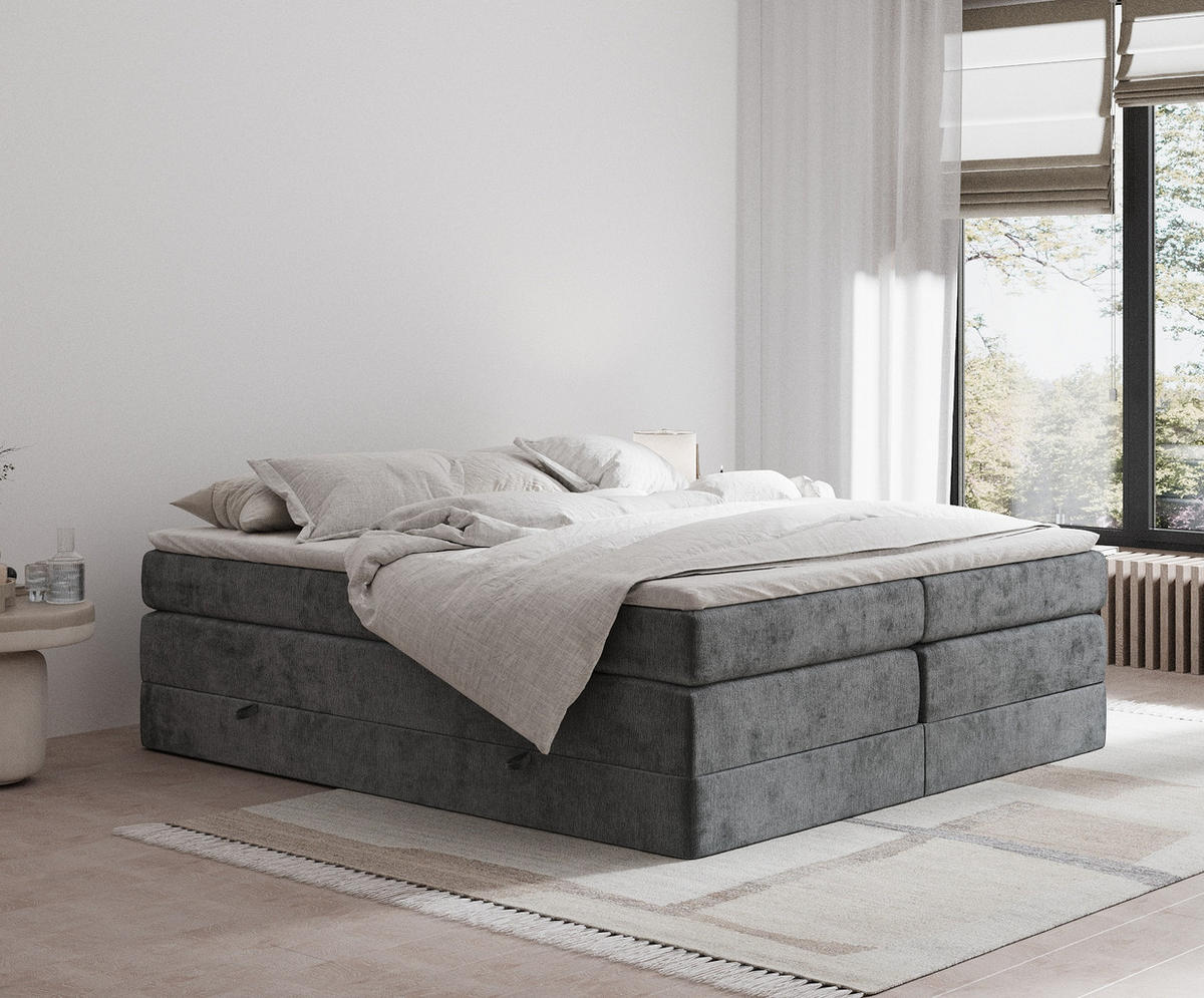 BOXSPRINGBETT Juniper Anthrazit 180/200 cm - Anthrazit/Schwarz, Holz/Holzwerkstoff (180/200cm) - Maison de Reve