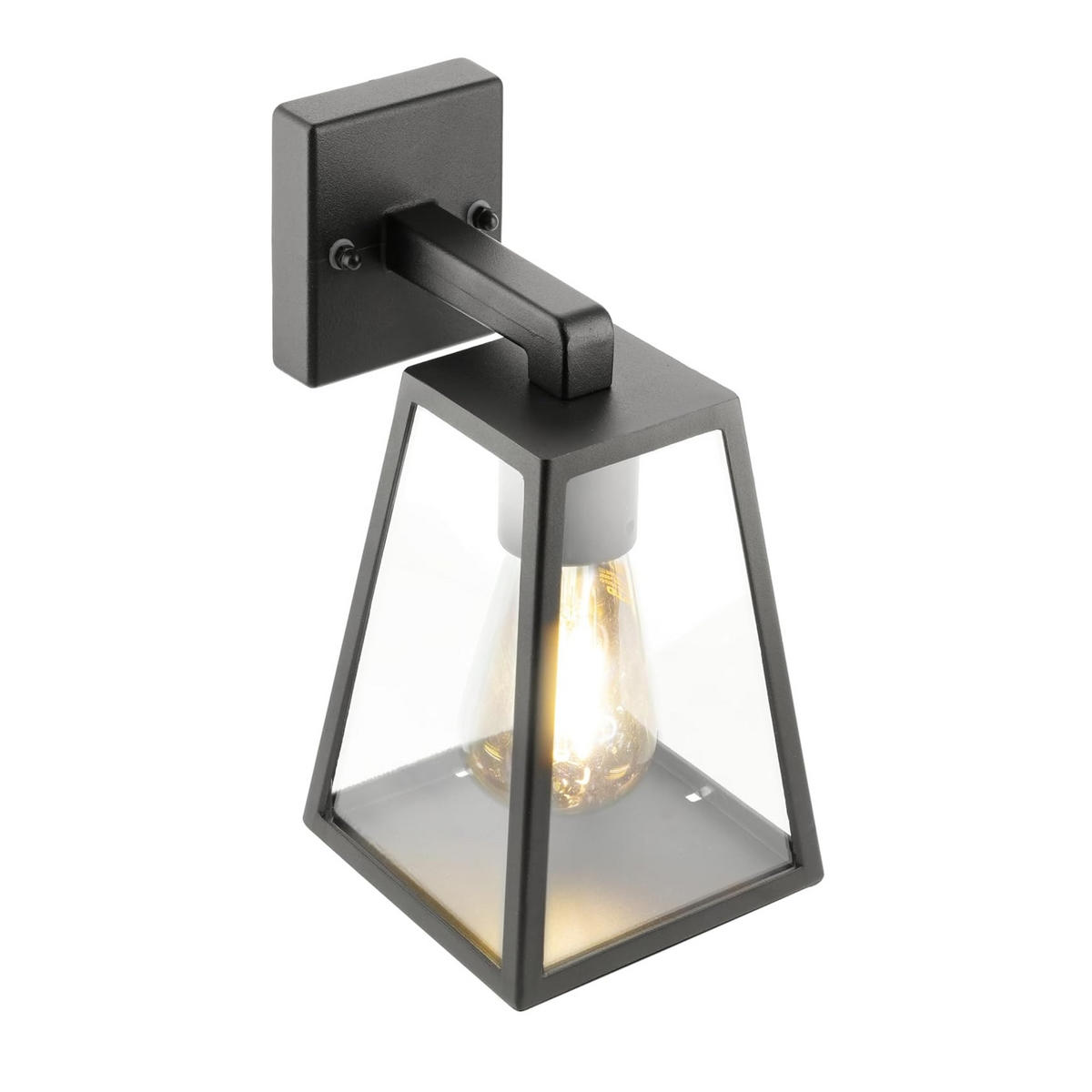AUSSENWANDLEUCHTE Schwarzes Dreieck Klarer Diffusor E27 - Schwarz, Metall (13/24/16cm) - CGC Europe