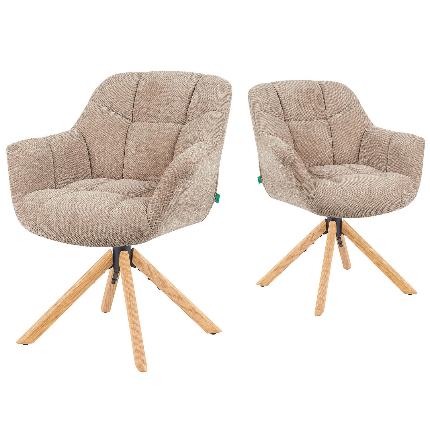 DREHSTUHL Mika-Nea - Honigeiche/Beige, Eichenholz/Holz (65/81/66cm) - DUBI Möbel