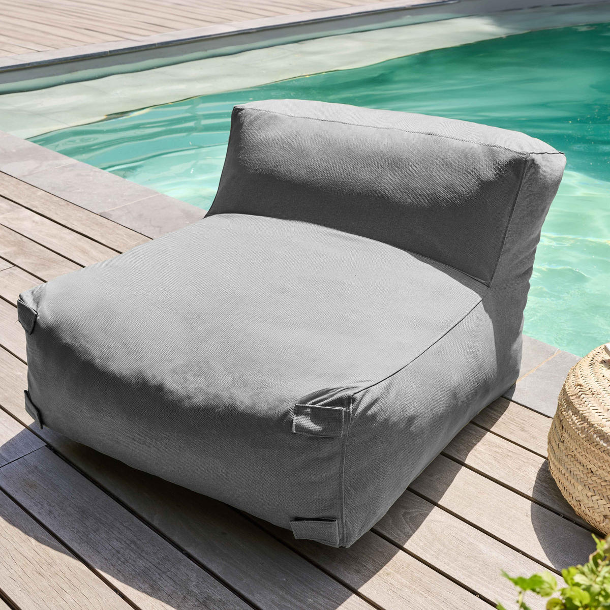 GARTENSOFA mit 5 Sitzplätzen, Grau - Grau, Textil - Oviala