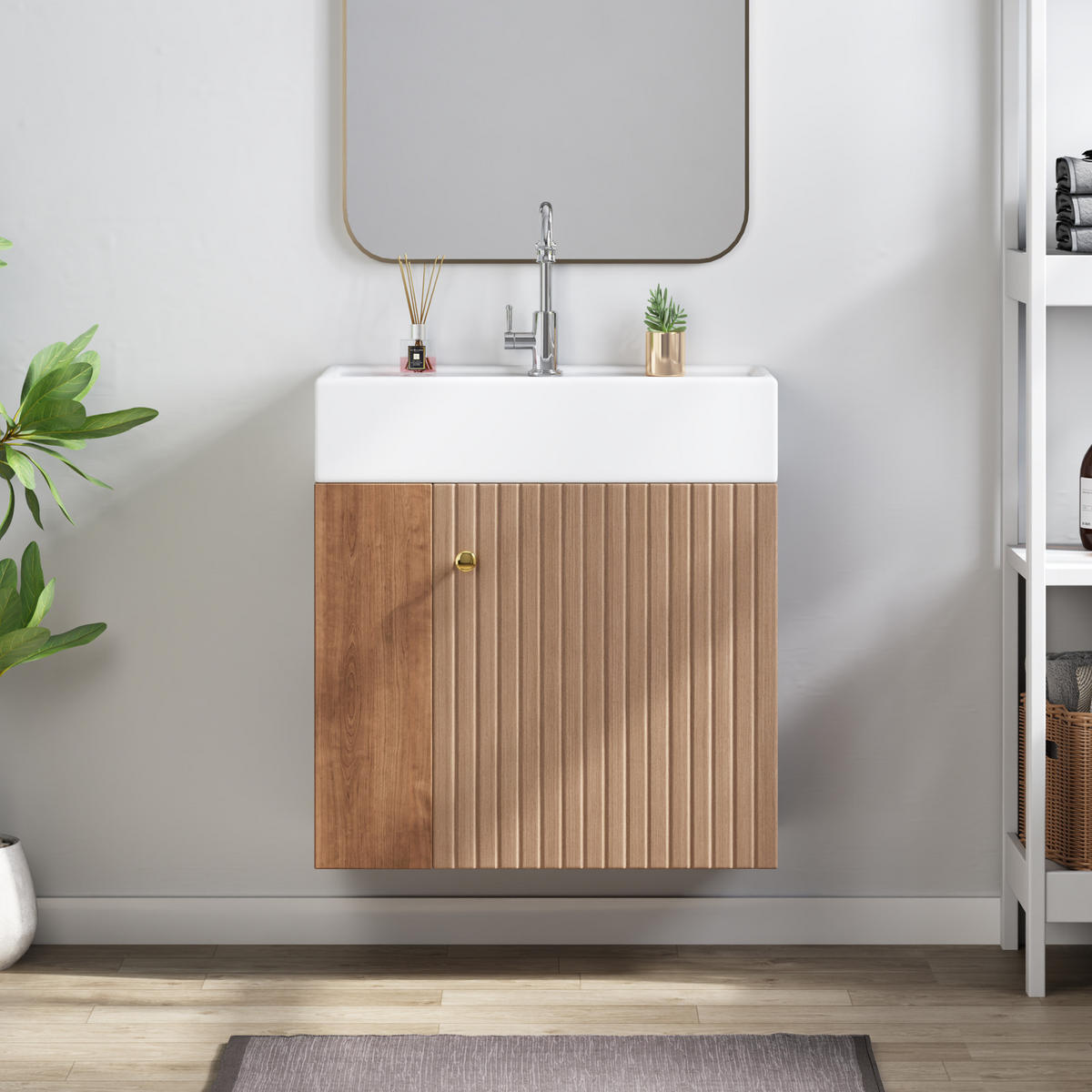 WASCHTISCH Braun 55/31/66 cm Hängend - Braun, Holz (55/66.5/31cm) - PANGIVO