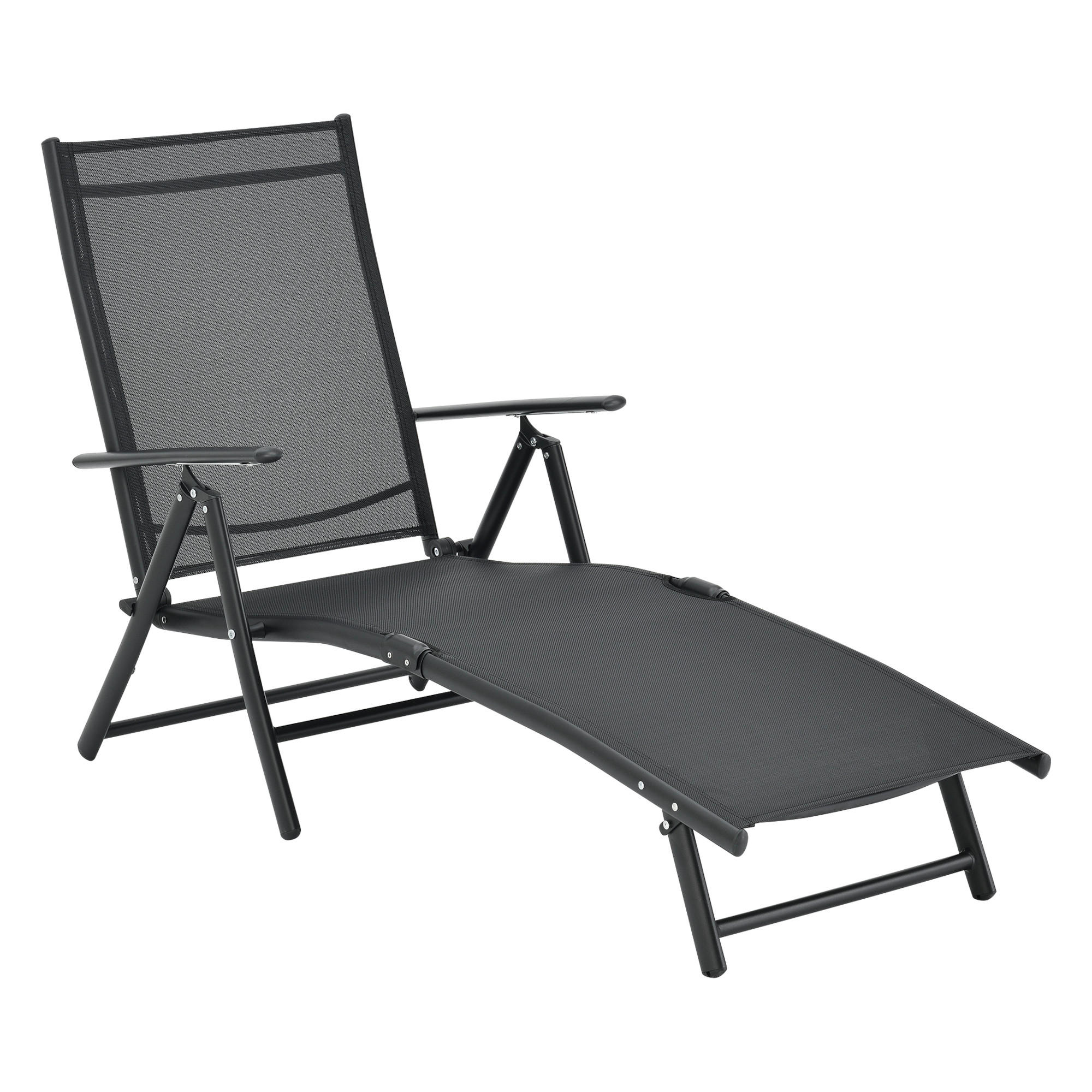 SONNENLIEGE Alborea - Schwarz, Metall (150/86/65cm) - [en.casa]