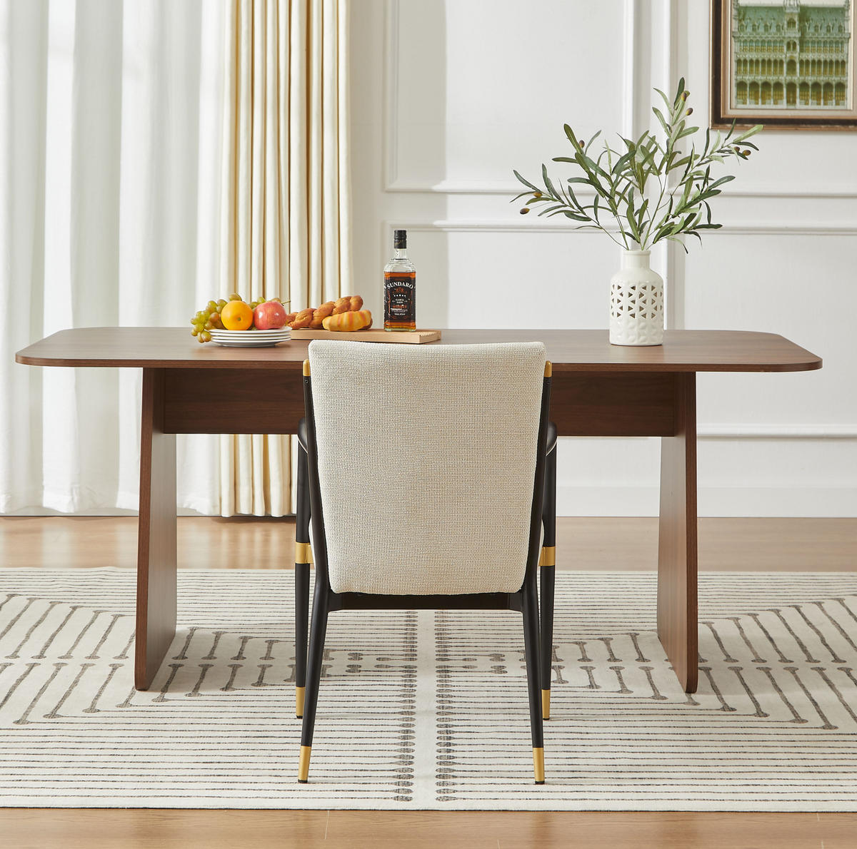 ESSZIMMERSTUHL 2er-Set mit Armlehnen Stoff Beige Schwarz-Gold - Beige, Metall (53/86/59cm) - Meubliv