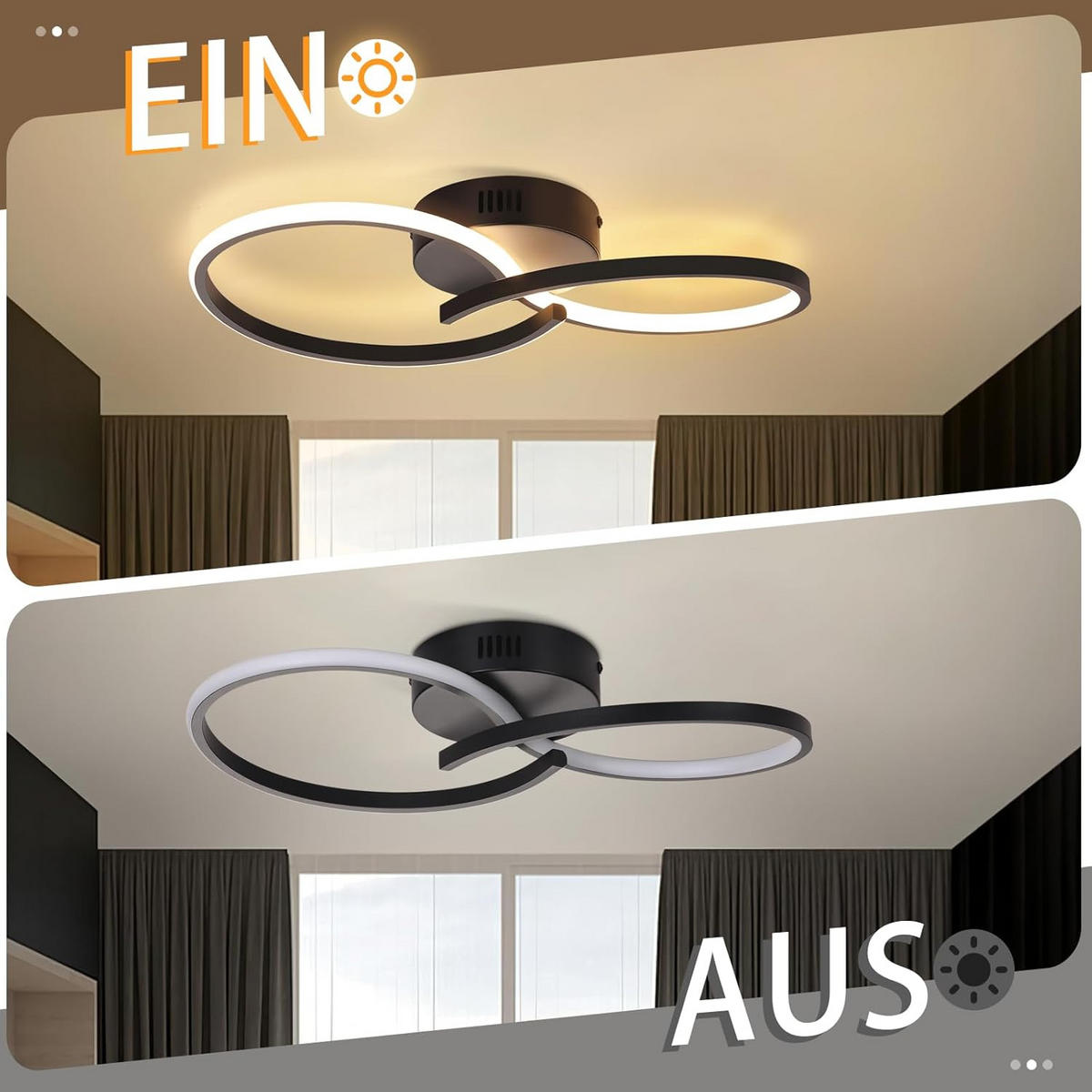 LED-DECKENLEUCHTE Grimmenwall 20.5/10.0/40.0 cm - Schwarz, Metall (40/20.5/10cm) - ZMH