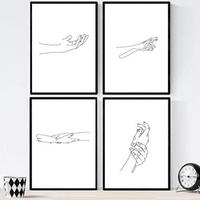 POSTER Set mit 4 Hände A3 Rahmenlos - Klar, Papier (29.7/3cm) - Nacnic