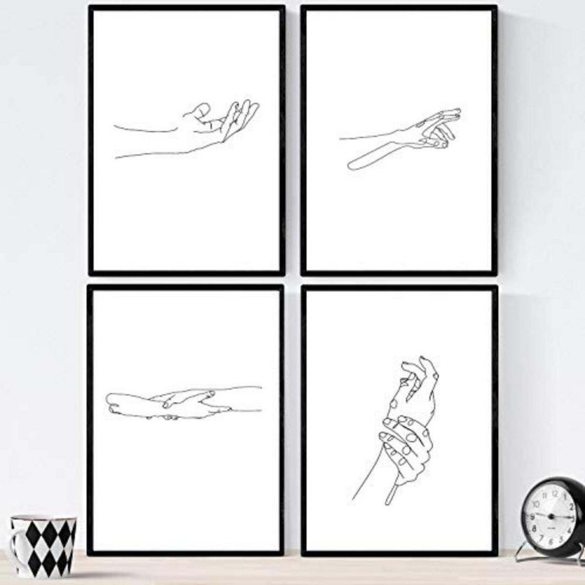 POSTER Set mit 4 Hände A3 Rahmenlos - Klar, Papier (29.7/3cm) - Nacnic
