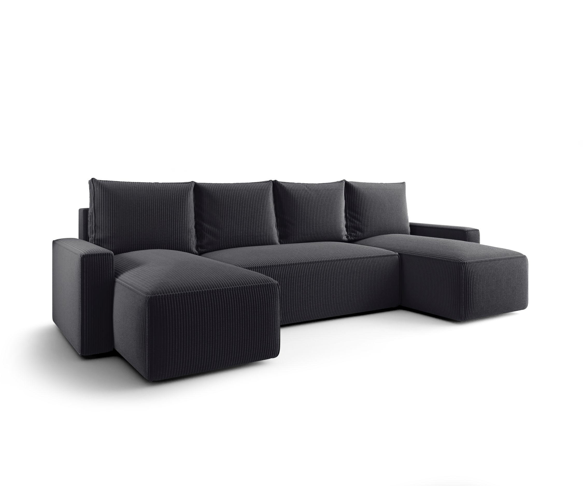 WOHNLANDSCHAFT mit Schlaffunktion SAVIO U Poso 34 - Graphitfarben, Textil (300/75/140cm) - Bedante