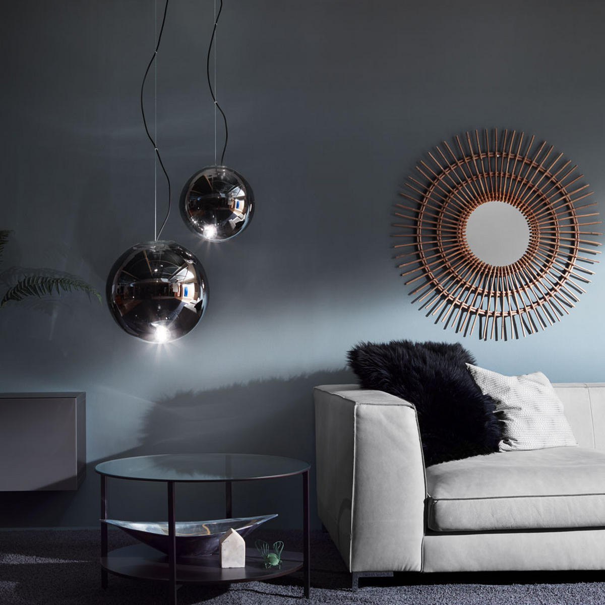 PENDELLEUCHTE Sphere Chrom/Rauch Ø 40cm - Chromfarben, Glas (40/40/40cm) - s.luce