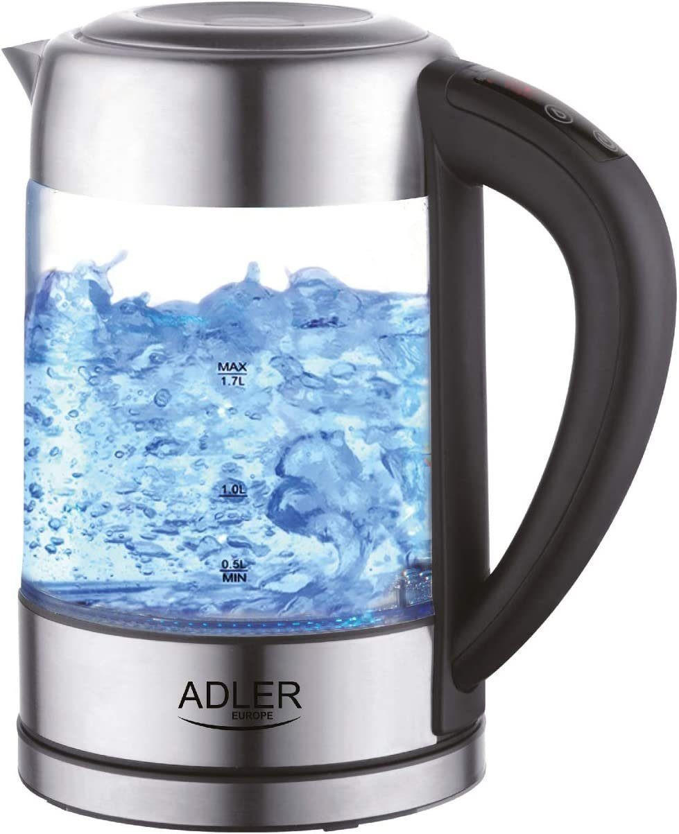 Adler Wasserkocher Transparent, Silber, Schwarz 22x25x17 cm