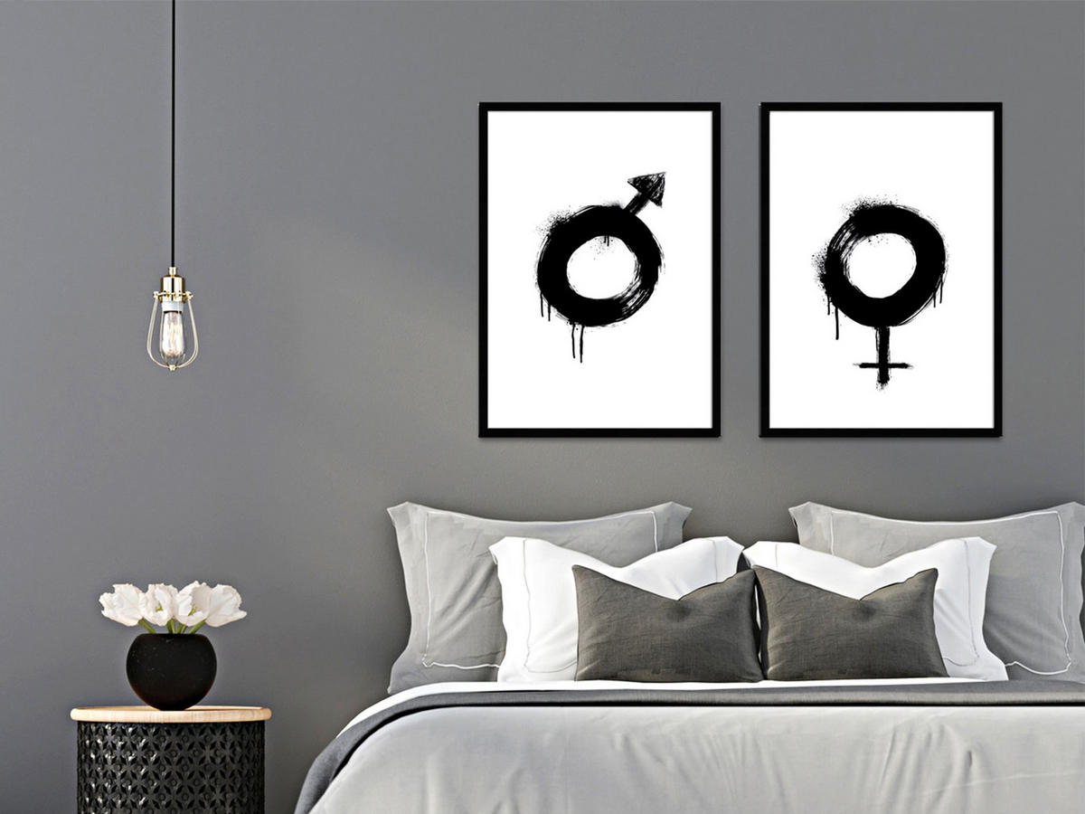 BILD mit Rahmen 2er Set 51x71 cm Schlafzimmerbilder - Weiß, Holz (51/71cm) - artissimo