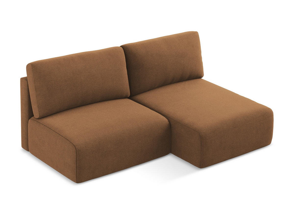 ECKSOFA mit Schlaffunktion rechts Strukturstoff Stoff Orange - Beige/Terra cotta, Kunststoff/Textil (210/149cm) - Makamii