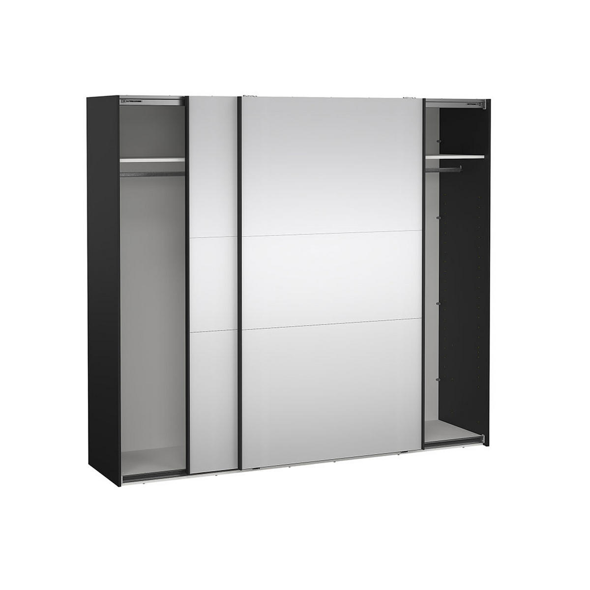 SCHIEBETÜRENSCHRANK, Como, Schwarz, Holzwerkstoff, 244 x 67 x 221 cm - Schwarz, Holzwerkstoff (244/221/67cm) - ebuy24