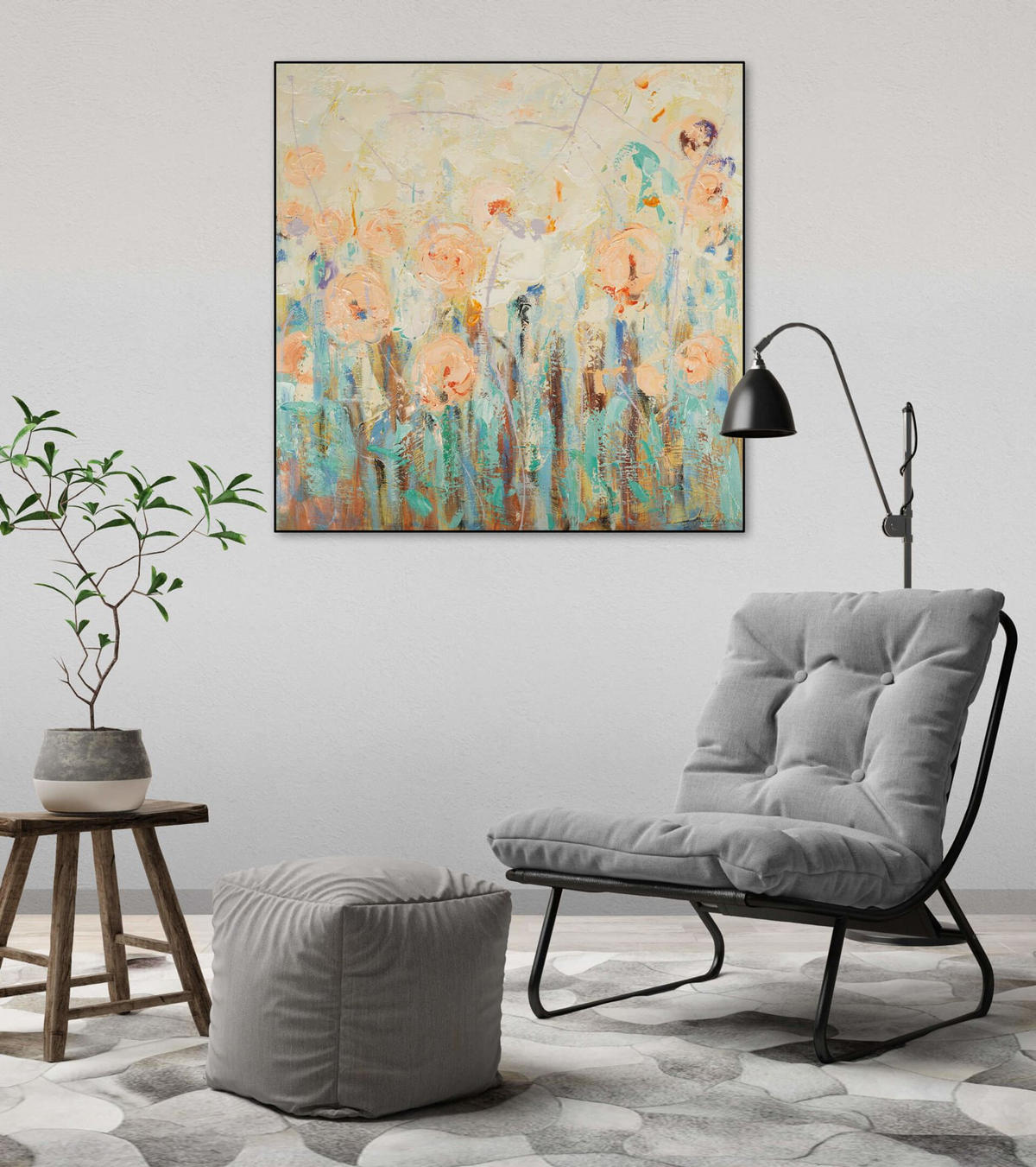 ACRYLBILD HANDGEMALT 90/90 cm - Multicolor, Holz/Textil (90/90cm) - KUNSTLOFT