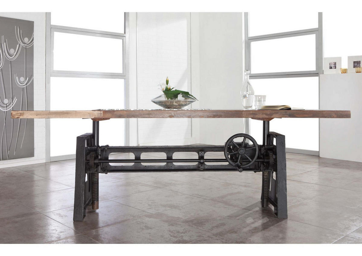 ESSTISCH Altholz höhenverstellbar 220x100x75-105 mehrfarbig lackiert INDUSTRIAL #24 - Multicolor, Holz (220/100/75cm) - Massivmoebel24