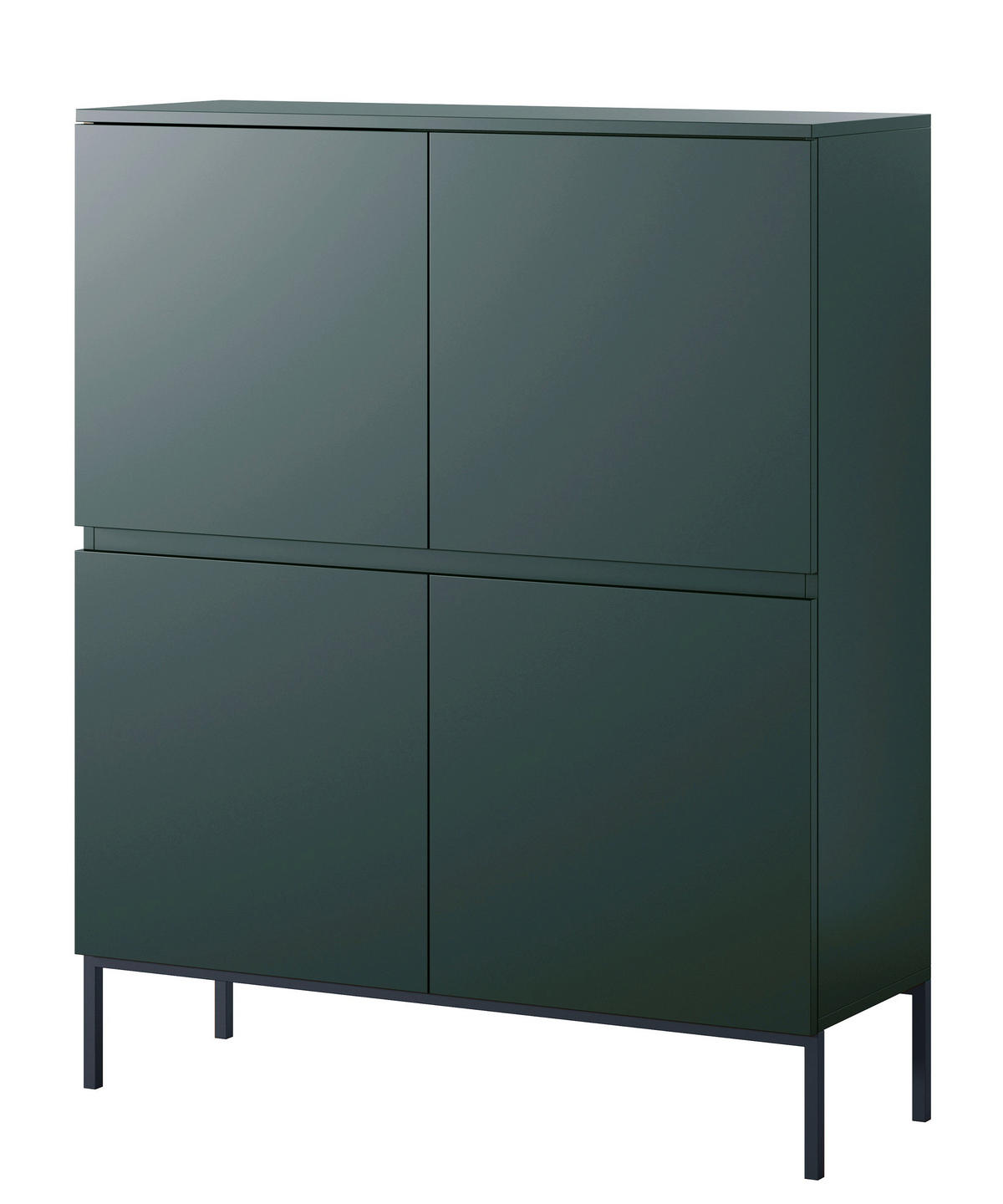 HIGHBOARD Bemmi Dunkelgrün mit Metallbeinen 100 cm - Dunkelgrün/Schwarz, Holzwerkstoff/Metall (100/122/35cm) - Selsey