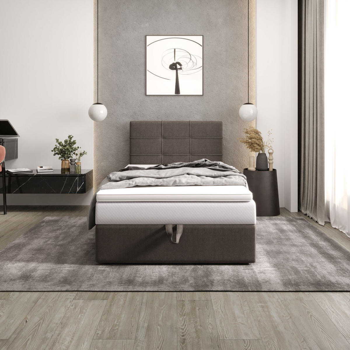 BOXBETT DUO 2 100x200 Cosmic 03, mit Matratze H3, Bonell und Topper, Braun - Braun, Holz/Kunststoff (100/200cm) - Bedante