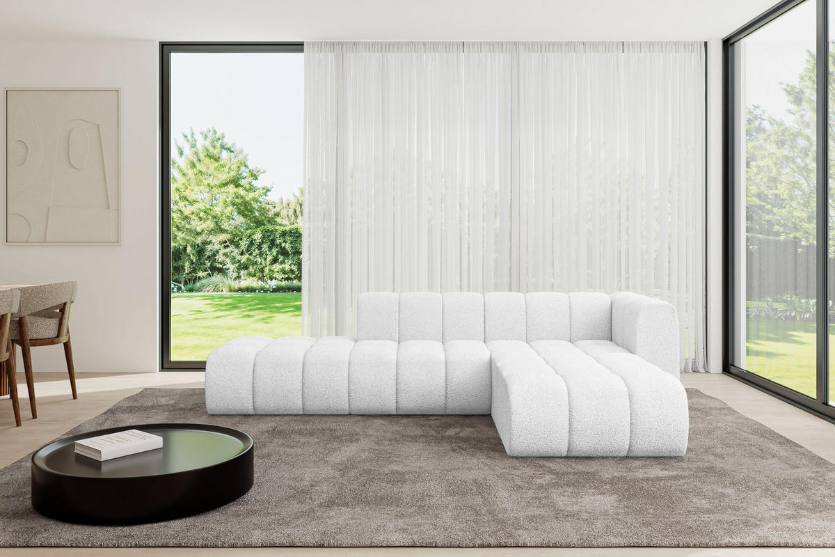 ECKSOFA modulares Sofa Zuvon-L1 - 296x177x70 cm Weiß - Weiß, Holzwerkstoff/Textil (296/177cm) - ALTDECOR