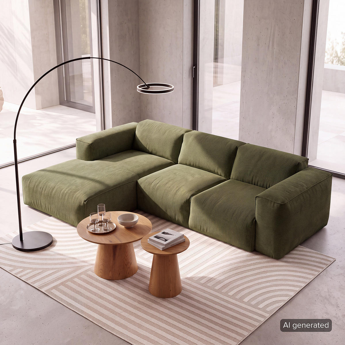 3-SITZER ECKSOFA mit Longchair - Dunkelgrün/Schwarz, Kunststoff/Textil (251/173cm) - home24