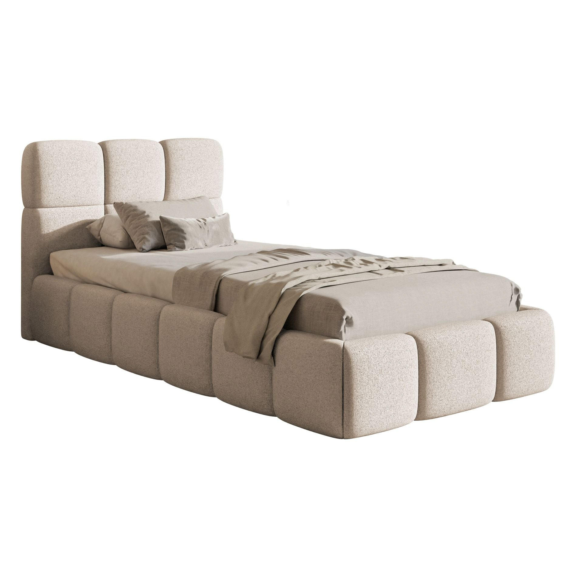 POLSTERBETT Cloudy Hellbeige Chenille, 90x200 cm - Ecru/Schwarz, Kunststoff/Textil (90/200cm) - Selsey