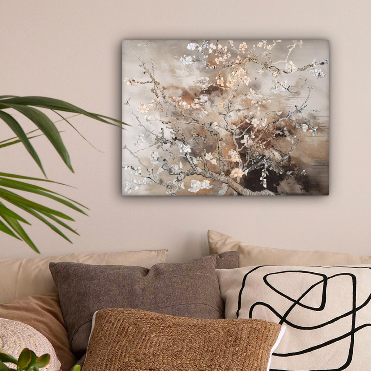 LEINWANDBILD Mandelblüte - Kunst - Van Gogh - Beige - Abstrakt 40x30 cm - Braun, Textil (40/30cm) - MuchoWow