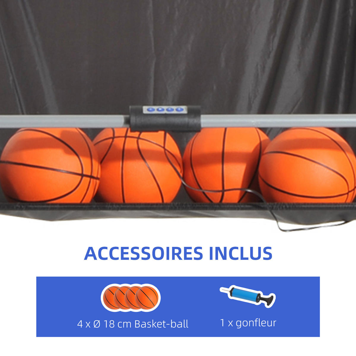 BASKETBALL-ARCADE DE-18659 klappbar, 2 Körbe, 8 Spielmodi Schwarz/Weiß - Schwarz, Holzwerkstoff (110/205cm) - ComfortXL