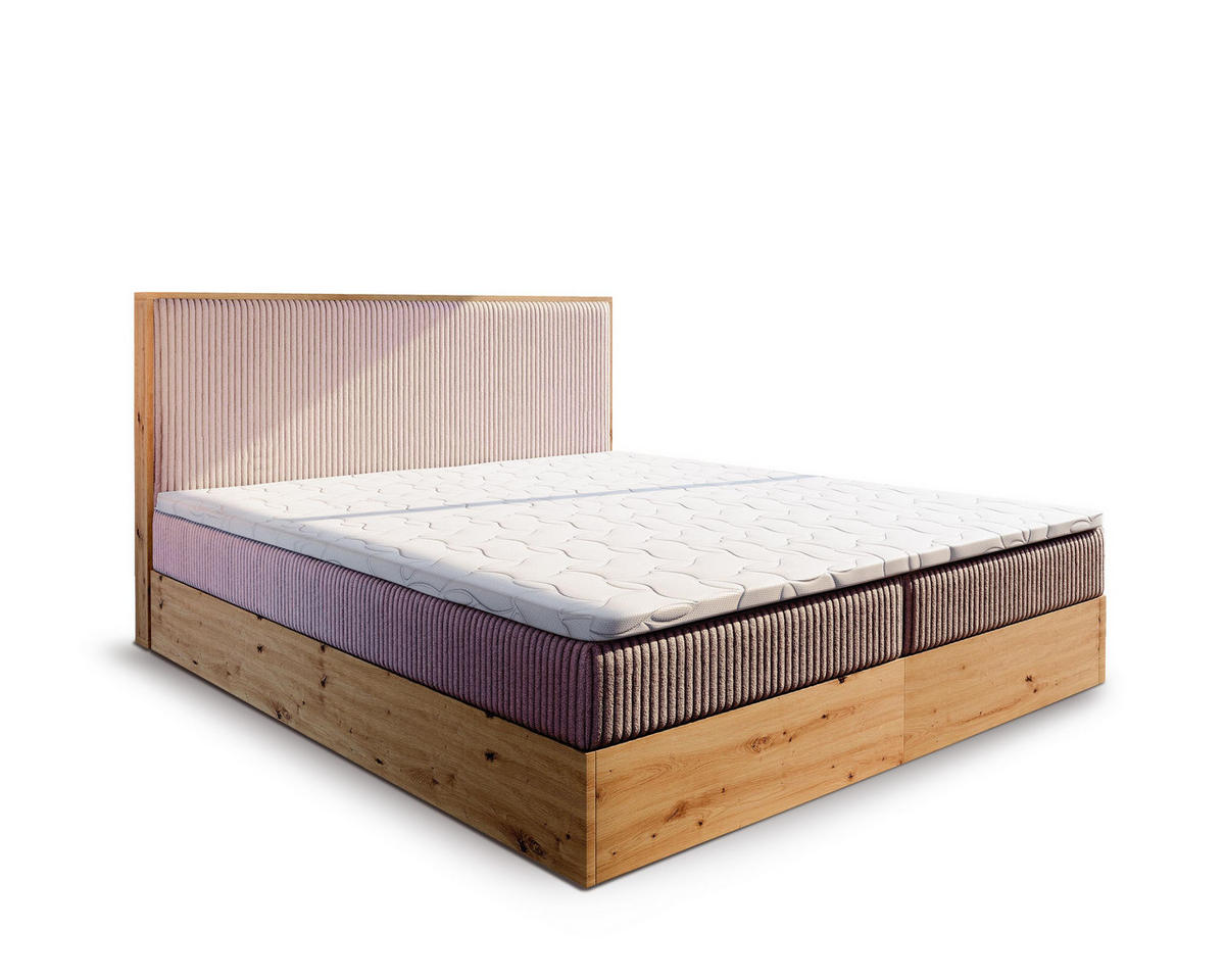 BOXBETT VERDON 180x200 cm mit Matratze und Topper - Rosa - Rosa, Holz (180/200cm) - MASSENO