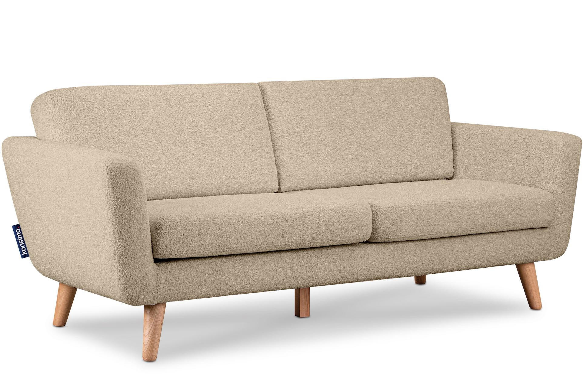 3-SITZER-SOFA TAGIO mit Armlehnen, Beige - Beige/Braun, Buchenholz/Textil (88/80/190cm) - KONSIMO®