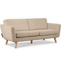 3-SITZER-SOFA TAGIO mit Armlehnen, Beige - Beige/Braun, Buchenholz/Textil (88/80/190cm) - KONSIMO®