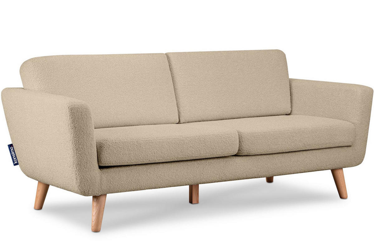 3-SITZER-SOFA TAGIO mit Armlehnen, Beige - Beige/Braun, Buchenholz/Textil (88/80/190cm) - KONSIMO®