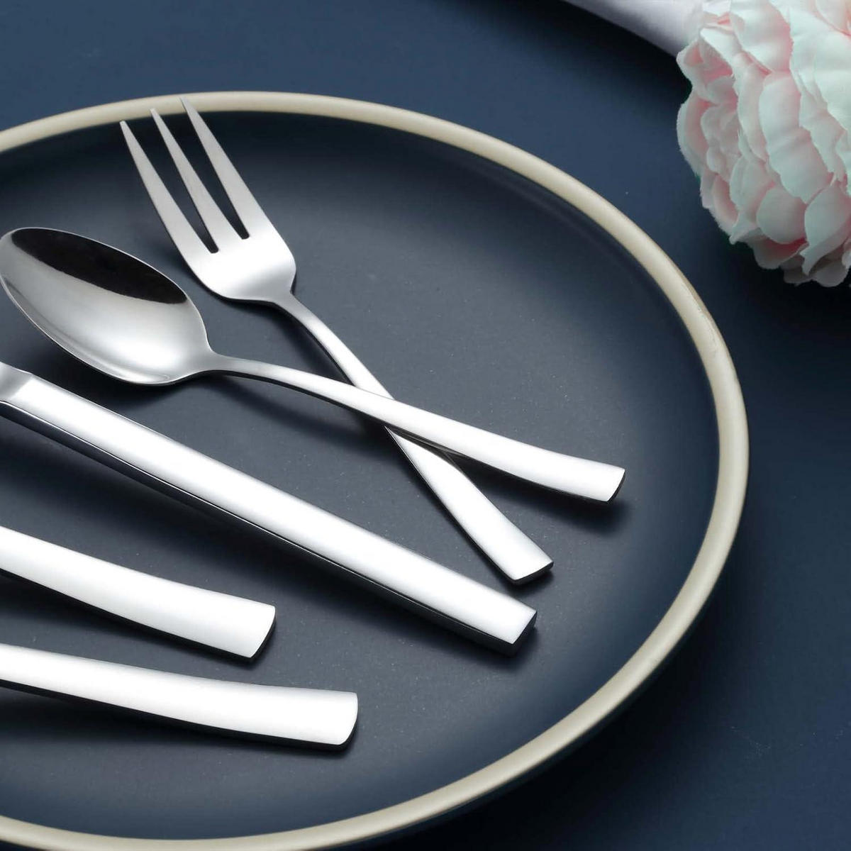 BESTECKSET 30-teilig Edelstahl Hochglanzpoliert Spülmaschinenfest - Silberfarben, Metall