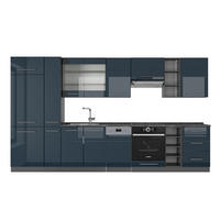 KÜCHENZEILE Fame-Line Dunkelblau Hochglanz/Anthrazit 355 cm AP Anthrazit - Anthrazit/Dunkelblau, Holzwerkstoff (355/81.6/60cm) - Vicco