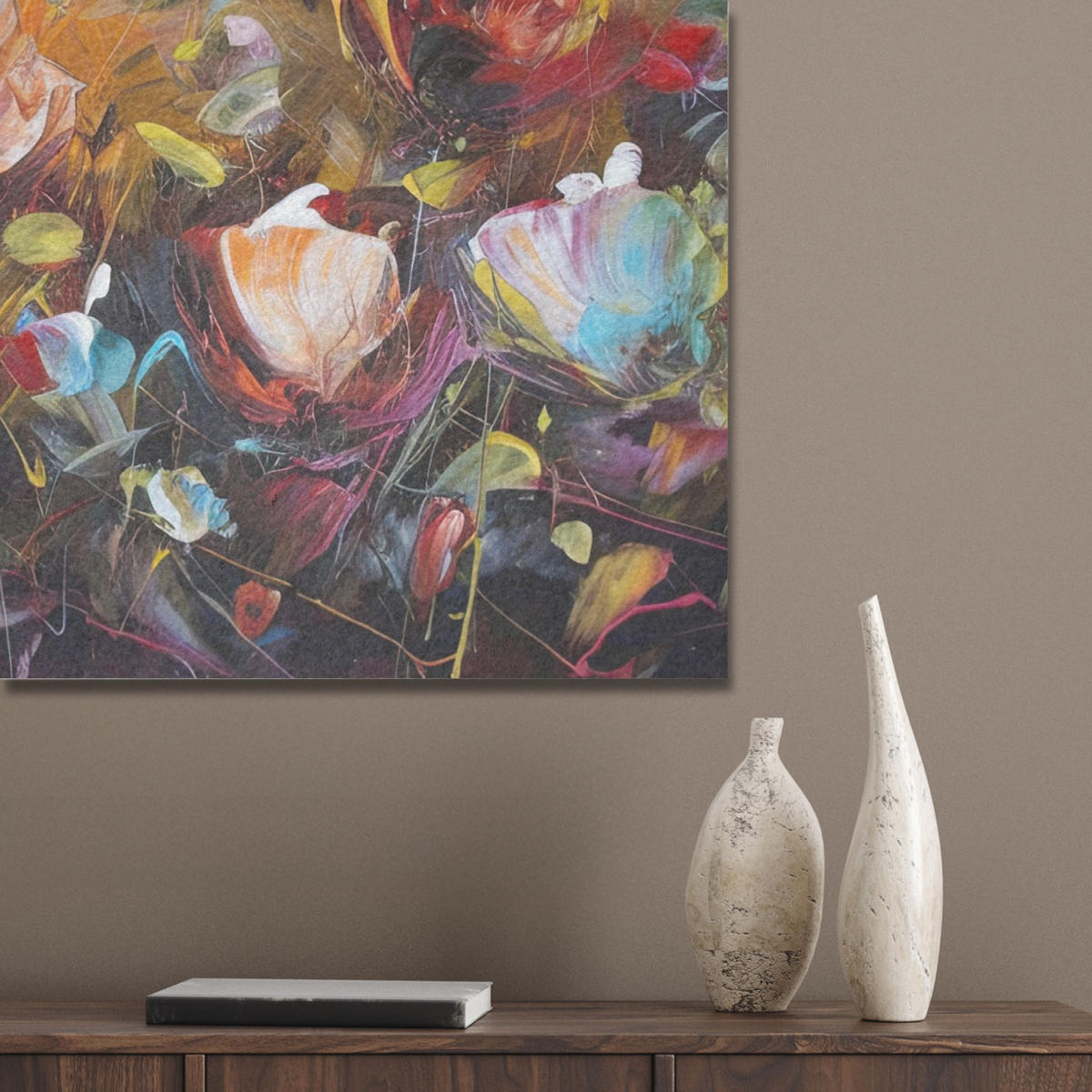 AKUSTIKPANEEL Blumen - Kunst - Natur - Ölgemälde 60x80 cm - Multicolor, Textil (60/0.9/80cm) - MuchoWow