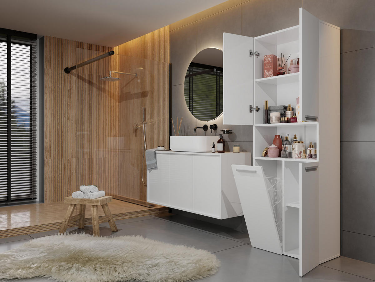 BAD Hochschrank Billy - Weiß, Holzwerkstoff (60/174/30cm) - kommodly