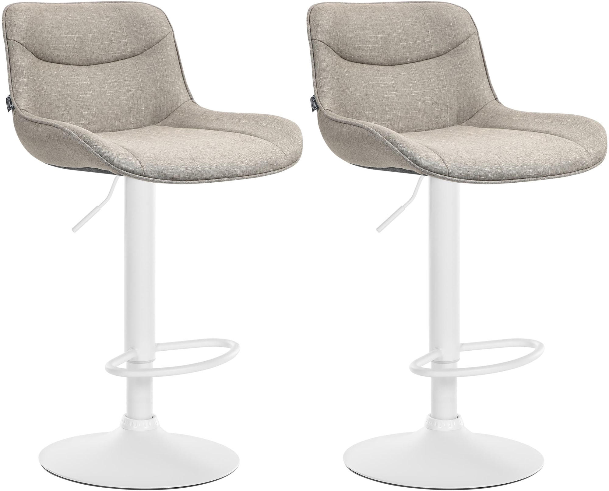 BARHOCKER 2er Set Stoff taupe - Taupe/Weiß, Textil/Metall (49/85/51cm) - CLP