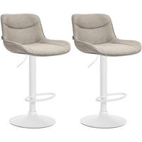 BARHOCKER 2er Set Stoff taupe - Taupe/Weiß, Textil/Metall (49/85/51cm) - CLP