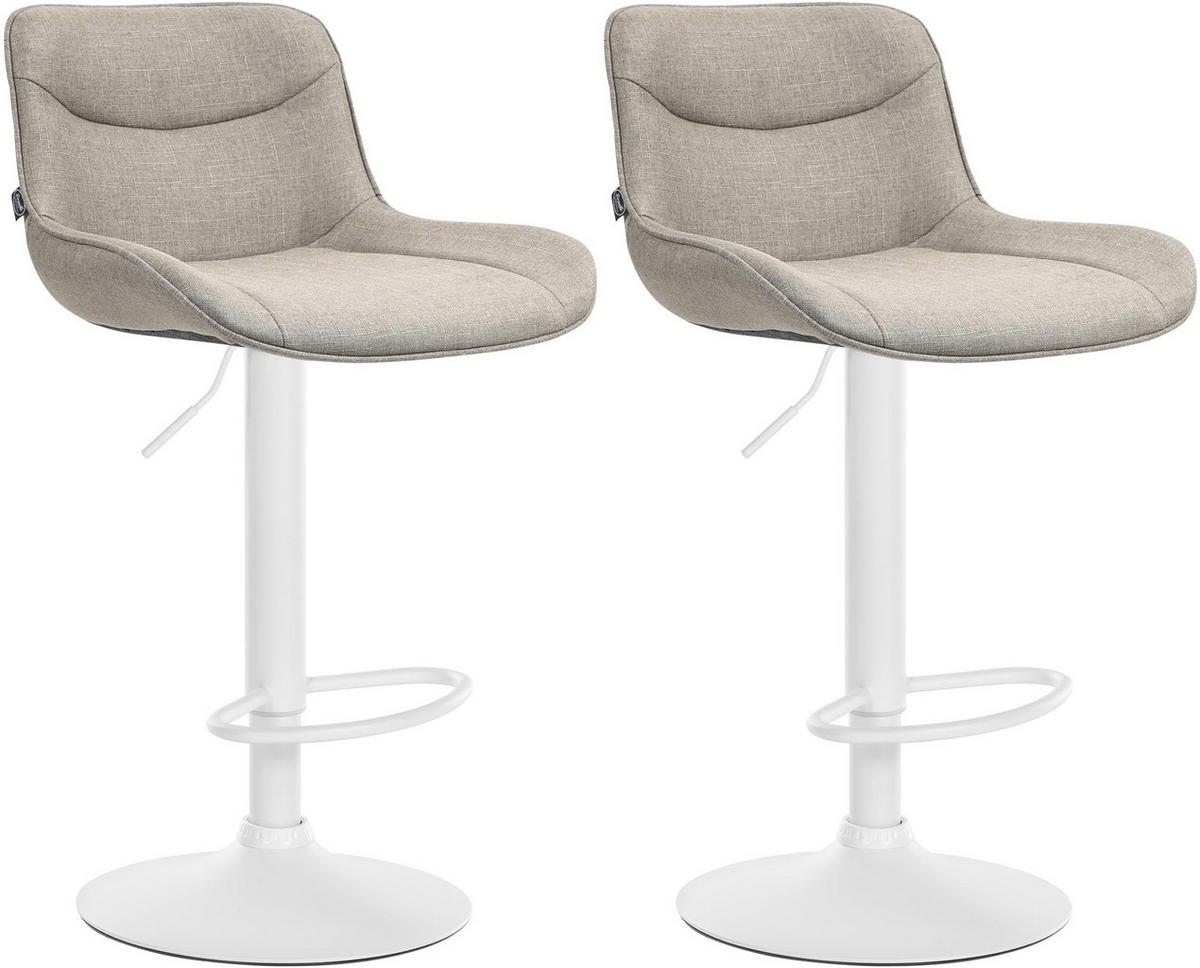BARHOCKER 2er Set Stoff taupe - Taupe/Weiß, Textil/Metall (49/85/51cm) - CLP